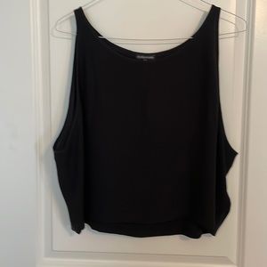 Cropped black silk crepe shell